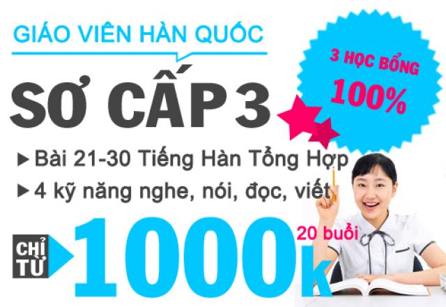 [Lịch khai giảng tháng 11] Tiếng Hàn sơ cấp 3